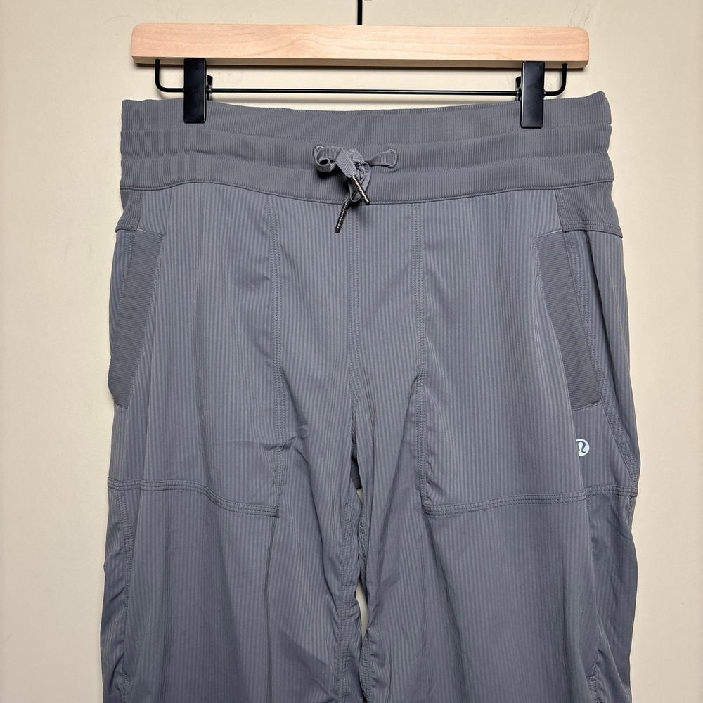 Lululemon Gray Pinstripe Dance Studio Drawstring Ruched Leg Jogger Pants Women 6 - Picture 2 of 9